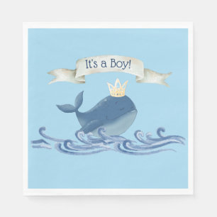 Stomme walvis met Prince Crown Nautical Theme Servet