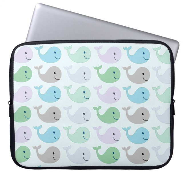 Stomme walvissen laptop sleeve (Voorkant)