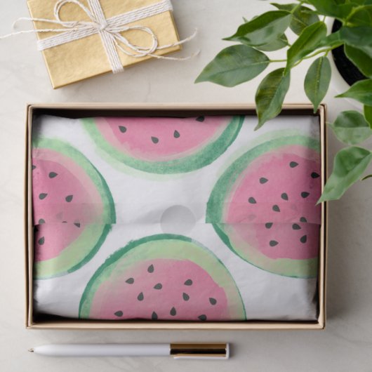 Stomme watermeloenen op witte ontkoppeling tissuepapier (Geschenk)