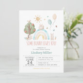 Stomme Waterverf Bunny Gender Neutral Baby shower Kaart (Staand voorkant)