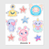 Stomme waterverf monsters stickers verpakking (Vel)