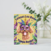 Stomme Waterverf Podle met masker Mardi gras Briefkaart (Staand voorkant)