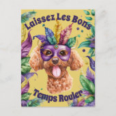 Stomme Waterverf Podle met masker Mardi gras Briefkaart (Voorkant)