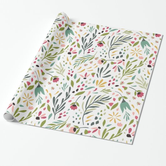Stomme Waterverven Lente bloemen en luiken Cadeaupapier (Uitgerold)