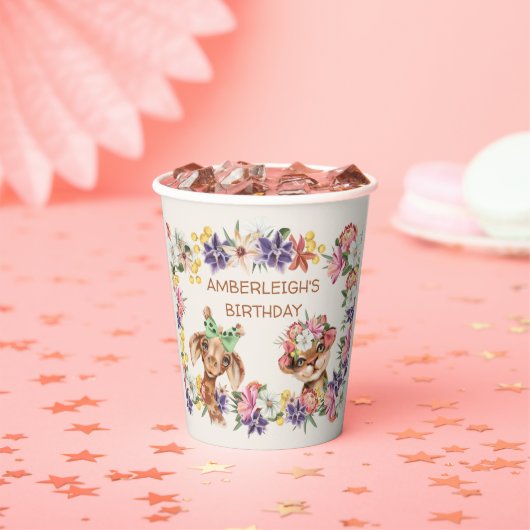 Stomme wilde dieren Giraffe tijgerbloemen afgelope Papieren Bekers (Insitu)