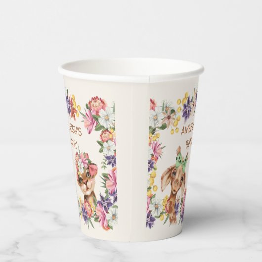 Stomme wilde dieren Giraffe tijgerbloemen afgelope Papieren Bekers (Rechts)