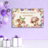 Stomme wilde dieren Giraffe tijgerbloemen afgelope Spandoek