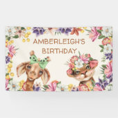 Stomme wilde dieren Giraffe tijgerbloemen afgelope Spandoek (Horizontaal)