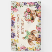 Stomme wilde dieren Giraffe tijgerbloemen afgelope Spandoek (Verticaal)