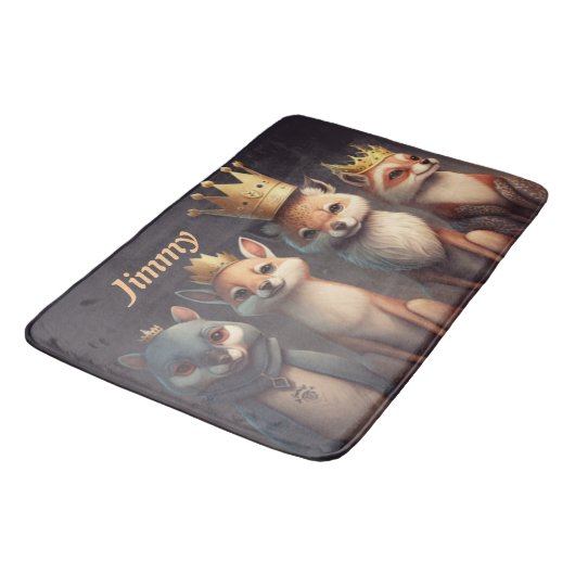 Stomme wilde dieren met kronen badmat (Gekanteld)