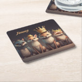 Stomme wilde dieren met kronen kartonnen onderzetters (Schuin)