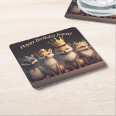 Stomme wilde dieren met kronen kartonnen onderzetters (Schuin)