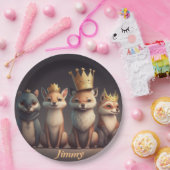 Stomme wilde dieren met kronen papieren bordje (Feest)