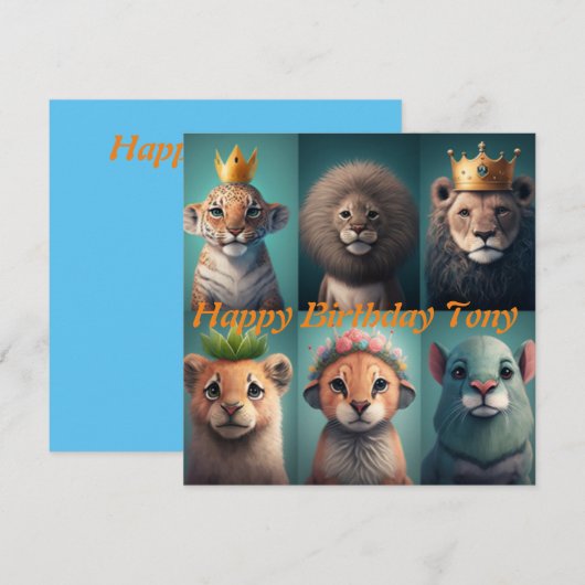 Stomme wilde dieren met kroonblauwe kroonblauwe (Voorkant / Achterkant)