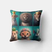 Stomme wilde dieren met kroonblauwe kroonblauwe kussen (Achterkant)