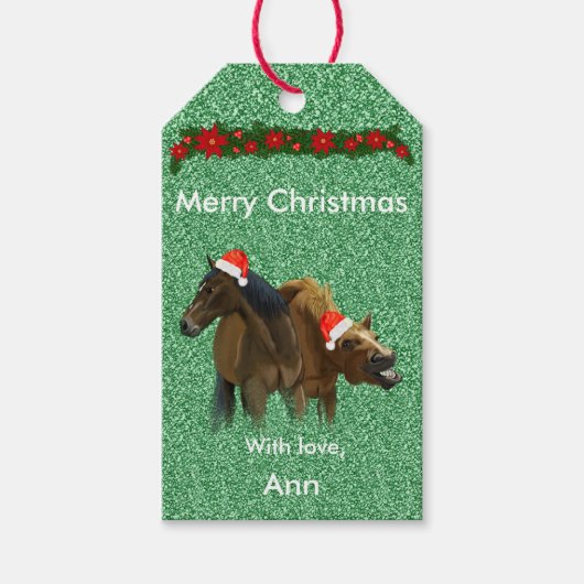 Stomme wilde paarden met kerstcadeau cadeaulabel (Voorkant)