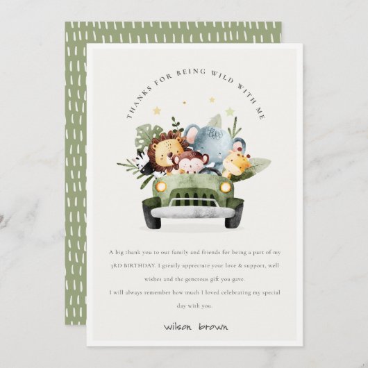 Stomme wilde tropische Oerwouden dieren in de auto Bedankkaart (Voorkant / Achterkant)