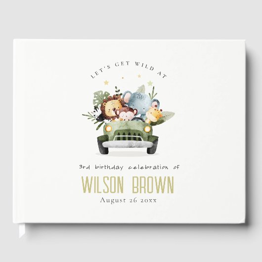 Stomme wilde tropische Oerwouden dieren in de auto Gastenboek (Voorkant)