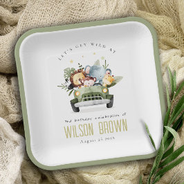 Stomme wilde tropische Oerwouden dieren in de auto Papieren Bordje