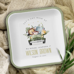 Stomme wilde tropische Oerwouden dieren in de auto Papieren Bordje