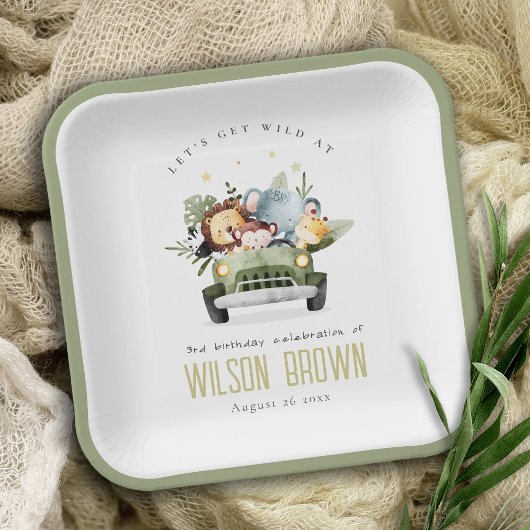 Stomme wilde tropische Oerwouden dieren in de auto Papieren Bordje