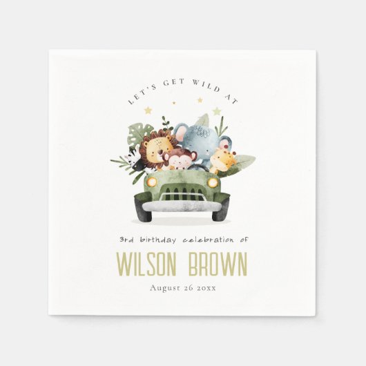 Stomme wilde tropische Oerwouden dieren in de auto Servet (Voorkant)