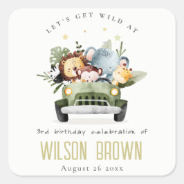 Stomme wilde tropische Oerwouden dieren in de auto Vierkante Sticker