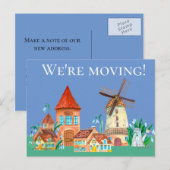 Stomme Windmill Cottage Home Change of Address Aankondigingskaart (Voorkant / Achterkant)