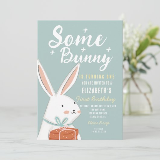 Stomme Witte Bunny die een dag ronddraait Kaart (Staand voorkant)