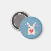 Stomme witte Bunny met hart Magneet (Voorkant / Achterkant)