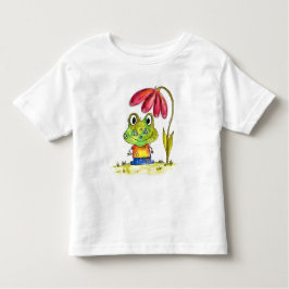 Stomme witte groene kikker onder een rode ventilat kinder shirts