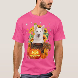 Stomme witte herder in Pumkins Halloween Au T-shirt