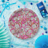 Stomme witte roze paisleypatronen papieren bordje (Feest)