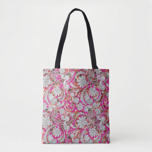 Stomme witte roze paisleypatronen tote bag (Voorkant)