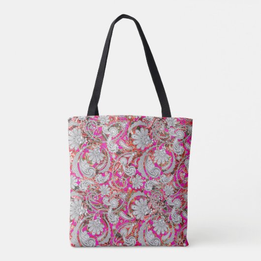 Stomme witte roze paisleypatronen tote bag (Achterkant)