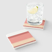 Stomme witte roze strepen werpen kussen stenen onderzetter (Zijkant)