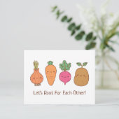 Stomme wortel voor elk ander groenten positieve wo briefkaart (Staand voorkant)