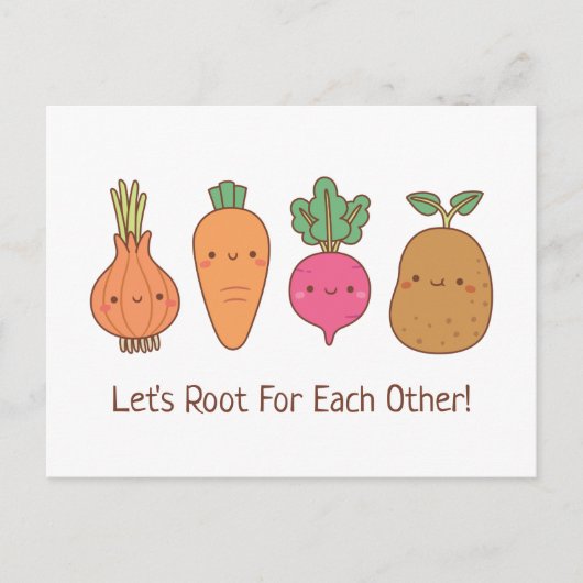 Stomme wortel voor elk ander groenten positieve wo briefkaart (Voorkant)