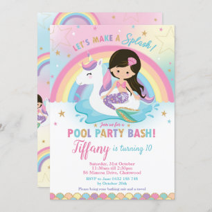 Stomme zeemeermin en Unicorn Floatie Pool Birthday Kaart