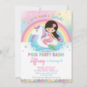 Stomme zeemeermin en Unicorn Floatie Pool Birthday Kaart (Voorkant)