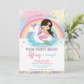 Stomme zeemeermin en Unicorn Floatie Pool Birthday Kaart (Staand voorkant)