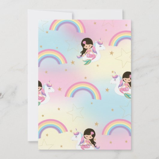 Stomme zeemeermin en Unicorn Floatie Pool Birthday Kaart (Achterkant)