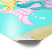 Stomme zeemeermin op roze vis foto afdruk (Hoek)