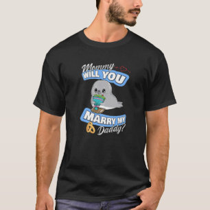 Stomme zegelweddenschap mama wil je trouwen met mi t-shirt