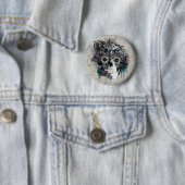 Stomme, zonnebloemoschedel ronde button 5,7 cm (In situ)