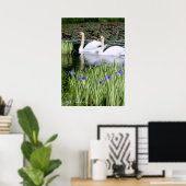 Stomme zwanen en iris: waardevol Poster papier (Thuiskantoor)