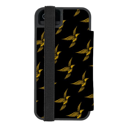 Stomme zwarte  goudmakerpatronen incipio iPhone portemonnee hoesje (Agenda Achterkant)