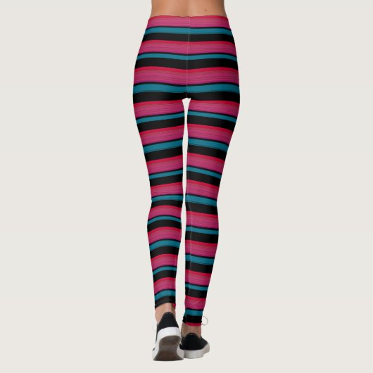 Stomme zwarte roze strepen leggings (Achterkant)