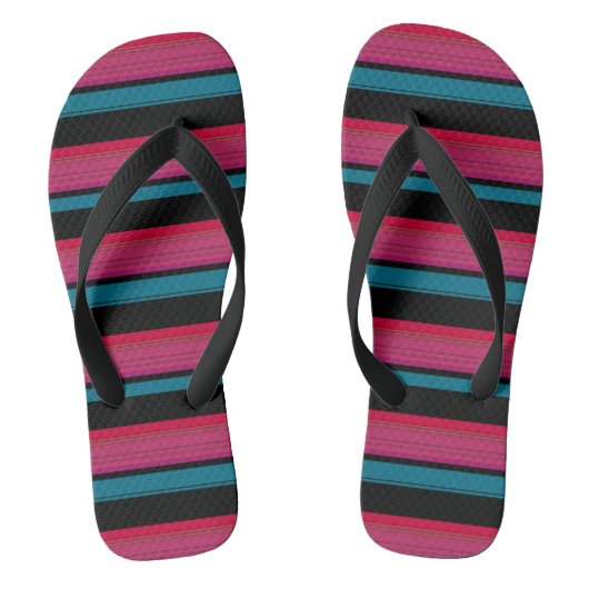 Stomme zwarte roze strepen teenslippers (Voetbed)