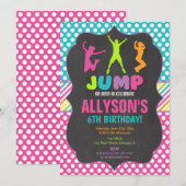 Stommeling op trampoline verjaardagsfeest kaart (Voorkant / Achterkant)